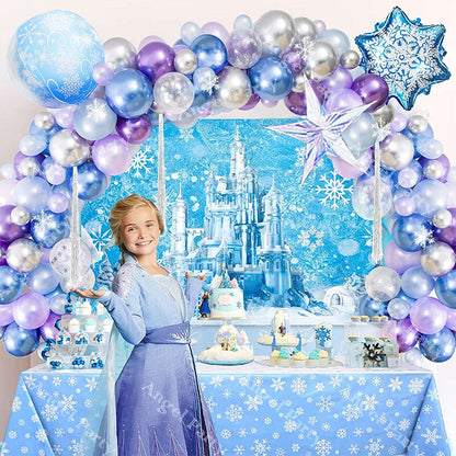 Flash Snowflake Elsa Frozen Arche Ballon Anniversaire Happy Birthday Snow Queen Balloons Party Decoration Kit Baby Shower Globos