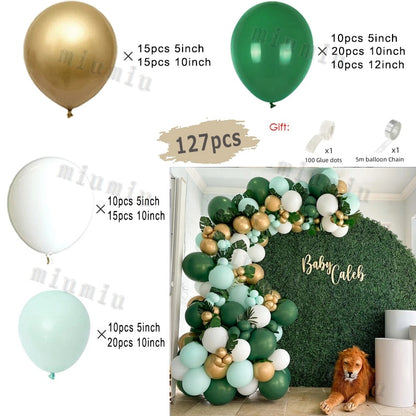 Metal Green Gold Balloon Garland Arch Kit Kids Birthday Wedding Party Matte Black White Latex Balloons Baby Shower Decorations