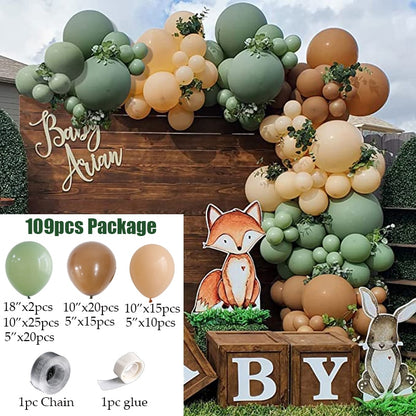 Animal Printed Balloon Arch Kit Jungle Safari Green Latex Balloons Wild One Birthday Wedding Baby Shower Party Decor Supplies