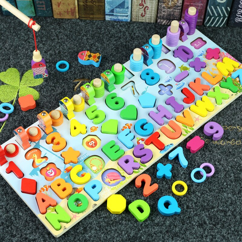 Montessori Educational Wooden Toys for Kids 2 to 4 years old Montessori Board Math Fishing Educational Toys 2 years Baby Toys