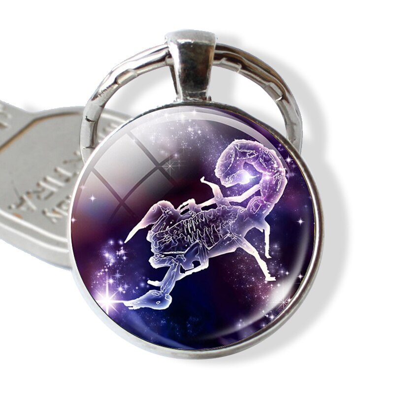 12 Constellations Keychain Constellation Key Rings Zodiac Sign Key Chain Pendant Jewelry Libra Aries Leo Fashion Birthday Gift