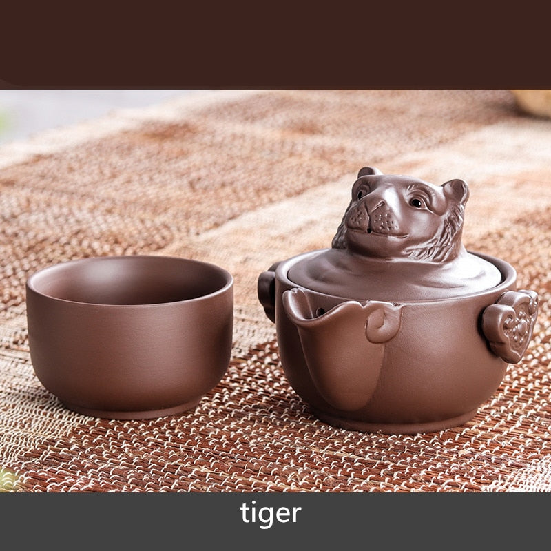 Chinese Twelve zodiac Portable Travel Tea Set Yixing Purple Clay Teapot Quik Pots Teaware Chinese Drink Teapots NLSLASI