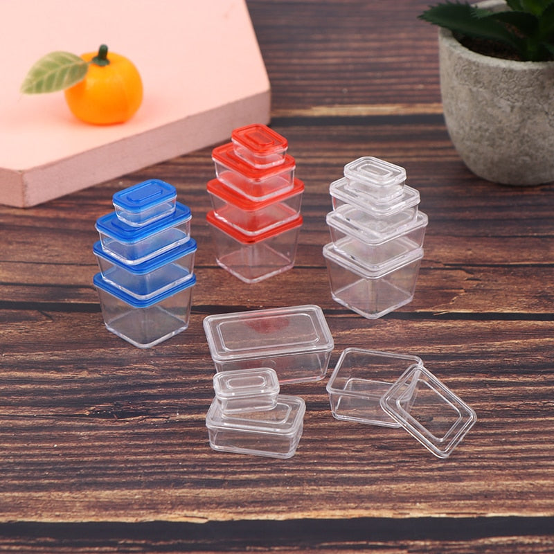 4Pcs 1/12 Miniature Dollhouse Food Container Set Mini Crisper Fruit Box lunch Box Bento Box Kitchen Blyth Doll House Accessories