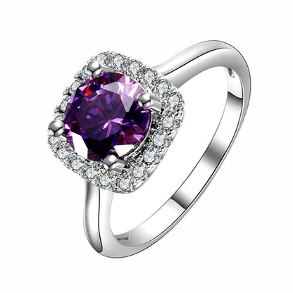 Nasiya New Trendy Hot Sale Wedding Rings Created Amethyst Ring For Women Fashion Silver Jewelry With Gemstone Party Gift