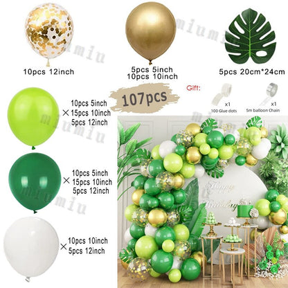 Metal Green Gold Balloon Garland Arch Kit Kids Birthday Wedding Party Matte Black White Latex Balloons Baby Shower Decorations