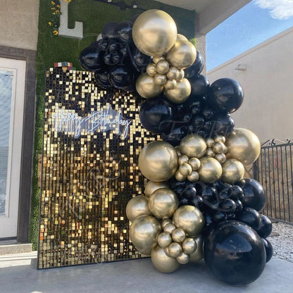 Black Gold Balloon Garland Arch Kit Confetti Latex Balloon Happy 30 40 50 Year Old Birthday Party Decoration 30th Anniversary