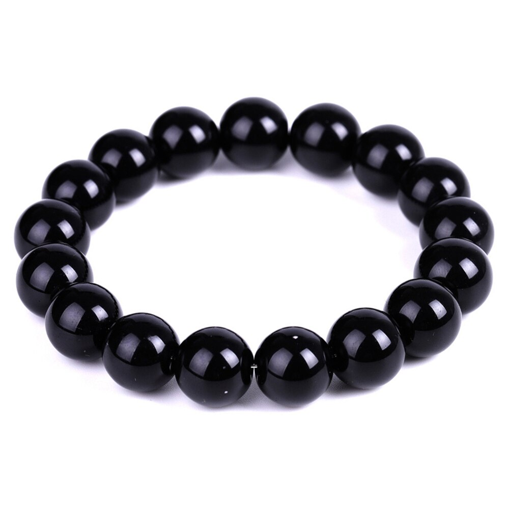 6-14mm Black Obsidian Slimming Bracelet Anklet Yoga Energy Prayer Beads String Beads Jewelry for Women Men Bracelets Gifts