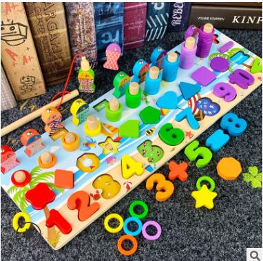 Montessori Educational Wooden Toys for Kids 2 to 4 years old Montessori Board Math Fishing Educational Toys 2 years Baby Toys