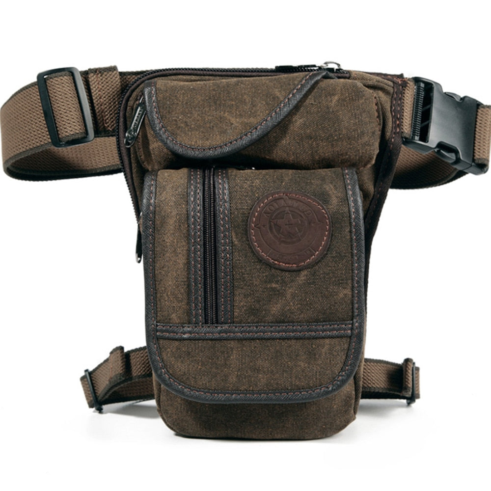 High Quality Men&#39;s Canvas Drop Leg Bag Military Motorcycle Multi-purpose Messenger Shoulder Bags Belt Hip Bum Waist Fanny Pack