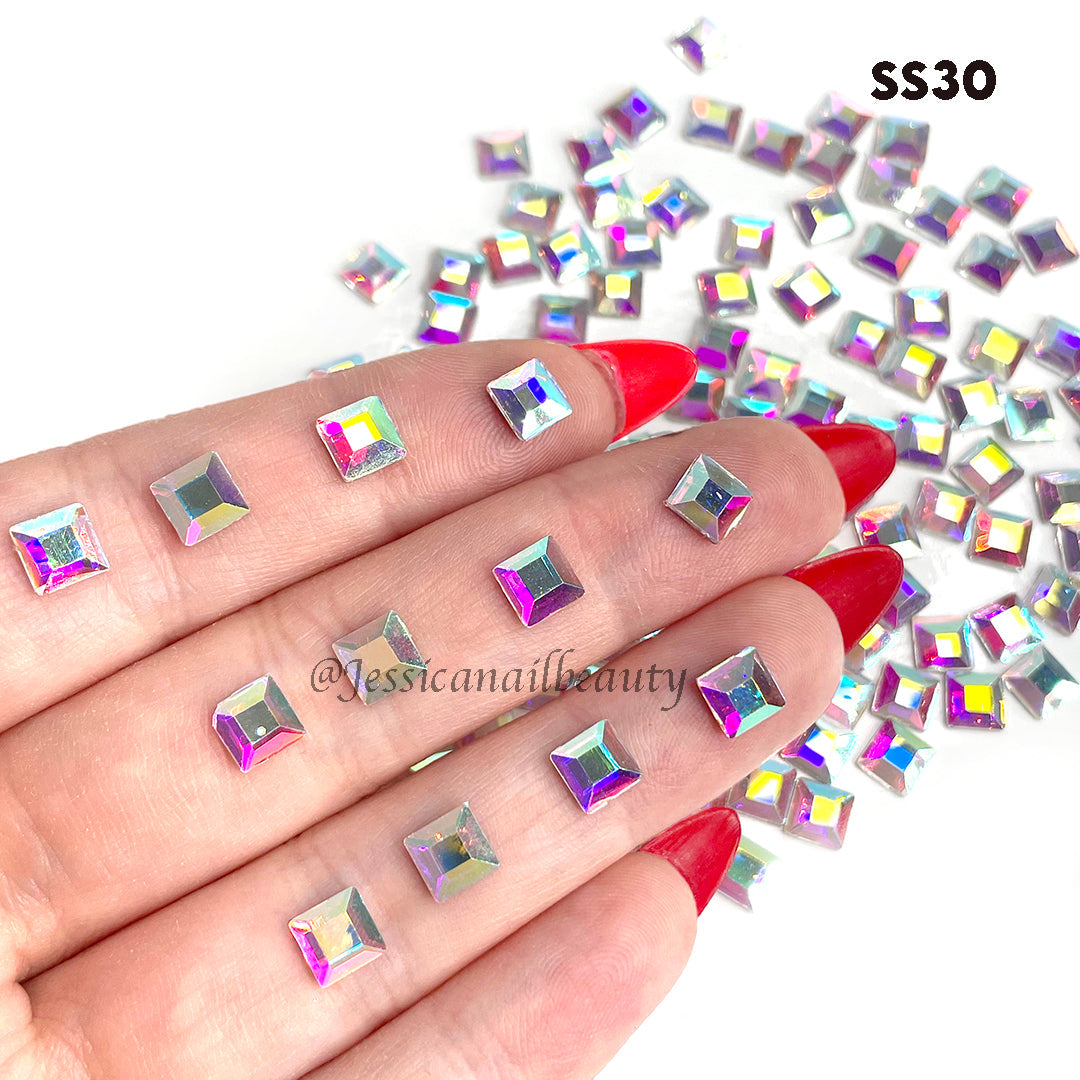 Crystal Rhinestone - Square Flatback - Crystal AB