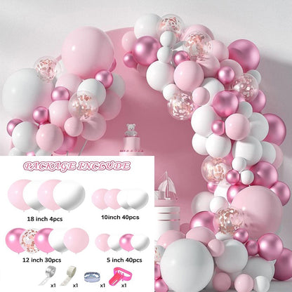 Pink Balloon Garland Arch Kit Butterfly Stickers Hot Pink Gold Latex Balloons for Birthday Wedding Party Baby Shower Decorations