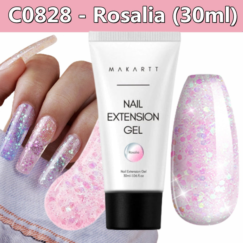 Makartt Poly Nail Extension Gel 30ML / 50ML Pink Clear Blue Purple Nail Gel Trendy Nail Art Design French Manicure For Starters