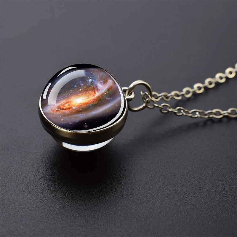 Solar System Planet Necklace Moon Earth Jupiter Neptune Mars Venus Mercury Glass Ball Pendant Necklace Fashion Christmas Gift