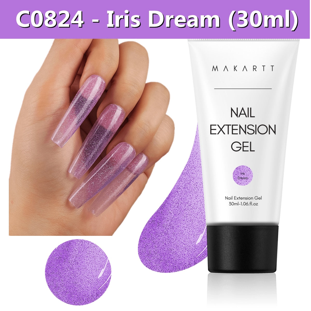 Makartt Poly Nail Extension Gel 30ML / 50ML Pink Clear Blue Purple Nail Gel Trendy Nail Art Design French Manicure For Starters