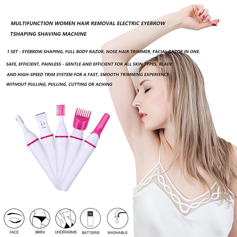 5 In 1 multifunction Women Hair Removal Female Shaving Machine Electric Trimmer Razor for Bikini Eyebrow Face Underarm