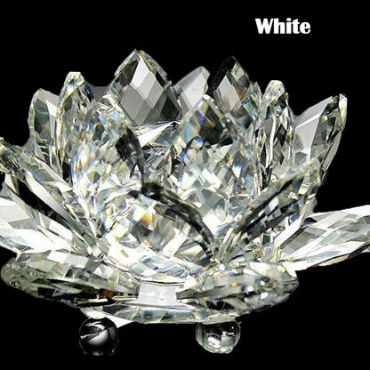 80Mm Quartz Crystals Lotus Flower Crafts Glass Fengshui Ornaments Healing Crystals Home Party Wiccan Decor Yoga Gifts Souvenir