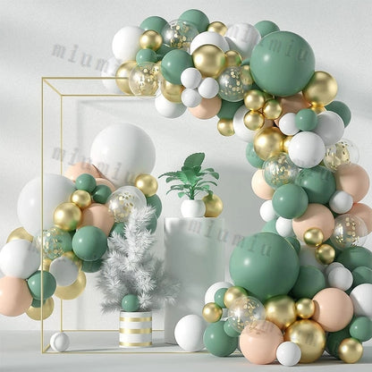 Metal Green Gold Balloon Garland Arch Kit Kids Birthday Wedding Party Matte Black White Latex Balloons Baby Shower Decorations