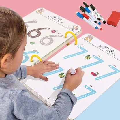 136Page Children Montessori Drawing Toy Pen Control Training Color Shape Math Match Game Set Toddler Learning Educational Toy