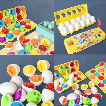 12PCS Montessori Learning Education Math Toys Kids Match Smart Eggs Screws 3D Puzzle Game For Children Educational Toys Easter