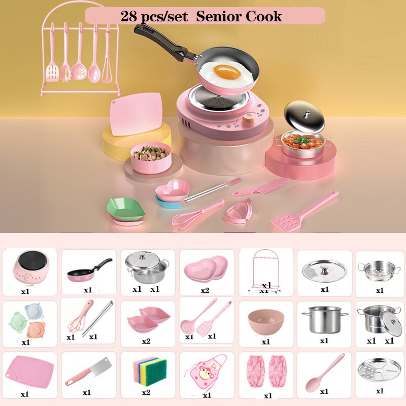 Children's Mini Kitchen Complete Cooking Girl Small Kitchen Set Children's Puzzle Play House Toys Real Cooking Food Set for Kids