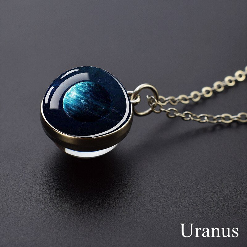 Solar System Planet Necklace Moon Earth Jupiter Neptune Mars Venus Mercury Glass Ball Pendant Necklace Fashion Christmas Gift