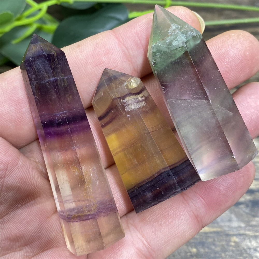 Fluorite Tower Natural Stone Crystal Healing  Wand Gem Minerals Green Reiki Purple Fengshui  For Home Decoratiom Accessories