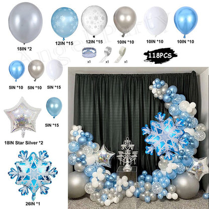 Flash Snowflake Elsa Frozen Arche Ballon Anniversaire Happy Birthday Snow Queen Balloons Party Decoration Kit Baby Shower Globos