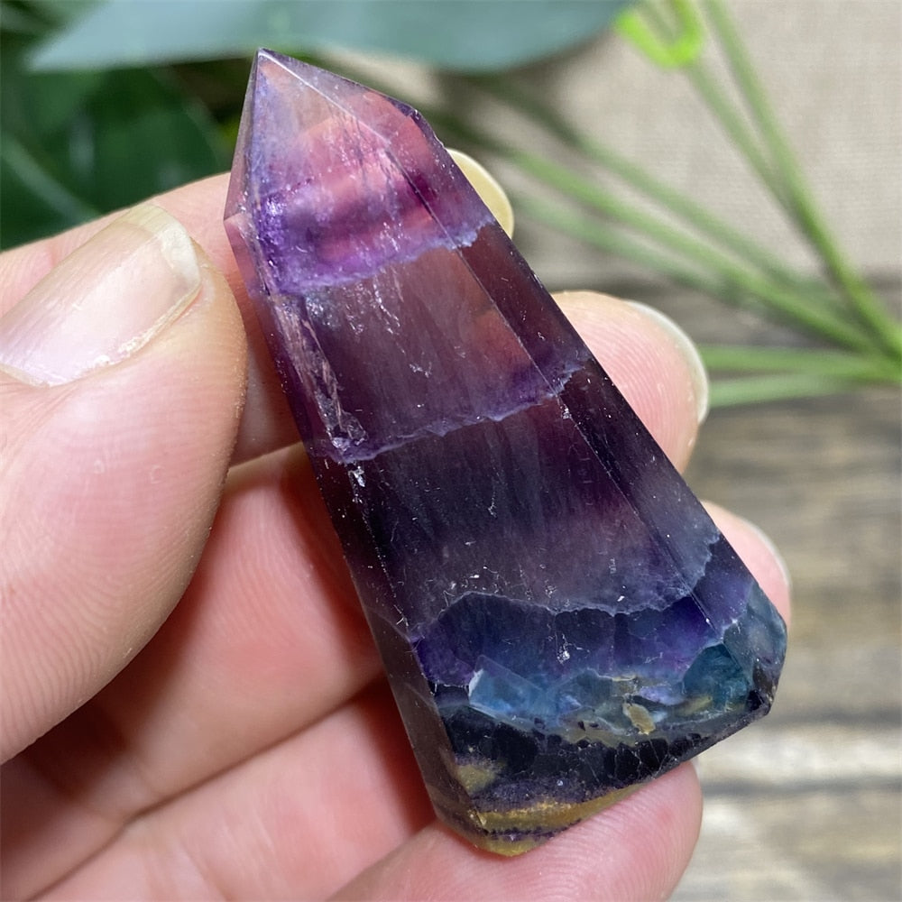 Fluorite Tower Natural Stone Crystal Healing  Wand Gem Minerals Green Reiki Purple Fengshui  For Home Decoratiom Accessories