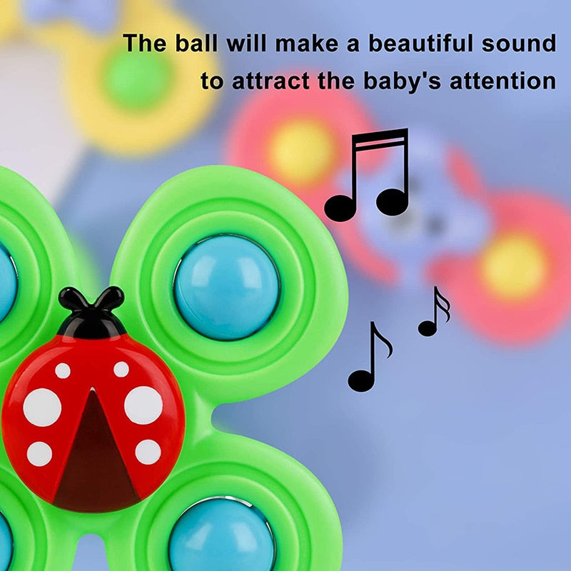 Montessori Baby Spin Top Bath Toys For Boy Children Bathing Sucker Spinner Suction Cup Toy For Kids 2 To 4 Years Rattles Teether