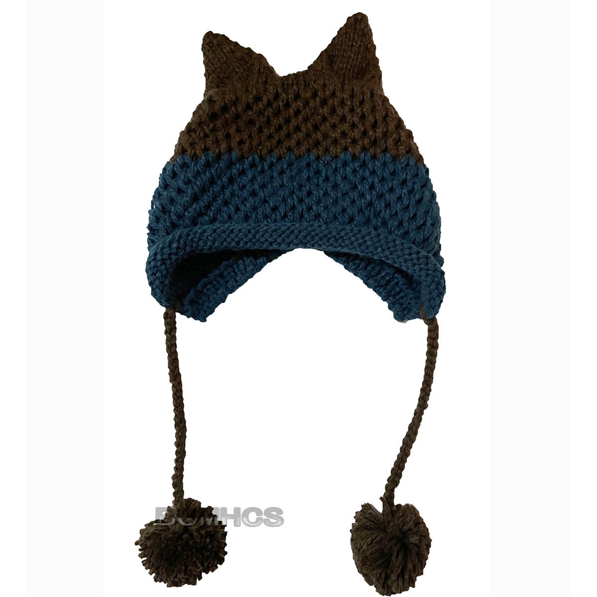 BomHCS Cute Fox Ears Beanie Winter Warm 100% Handmade Knit Hat