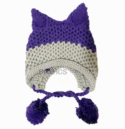 BomHCS Cute Fox Ears Beanie Winter Warm 100% Handmade Knit Hat