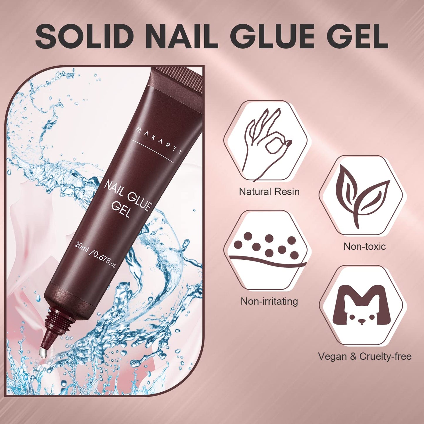 Makartt Solid Nail Glue Gel 2x 15ML for Acrylic Nails Tips Glue Gel for Press On Nails Fake Nails Solid Nail Adhesive Gel Curing