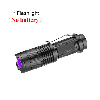 LED UV Flashlight Ultraviolet Torch With Zoom Function Mini UV Black Light Pet Urine Stains Detector Scorpion Hunting