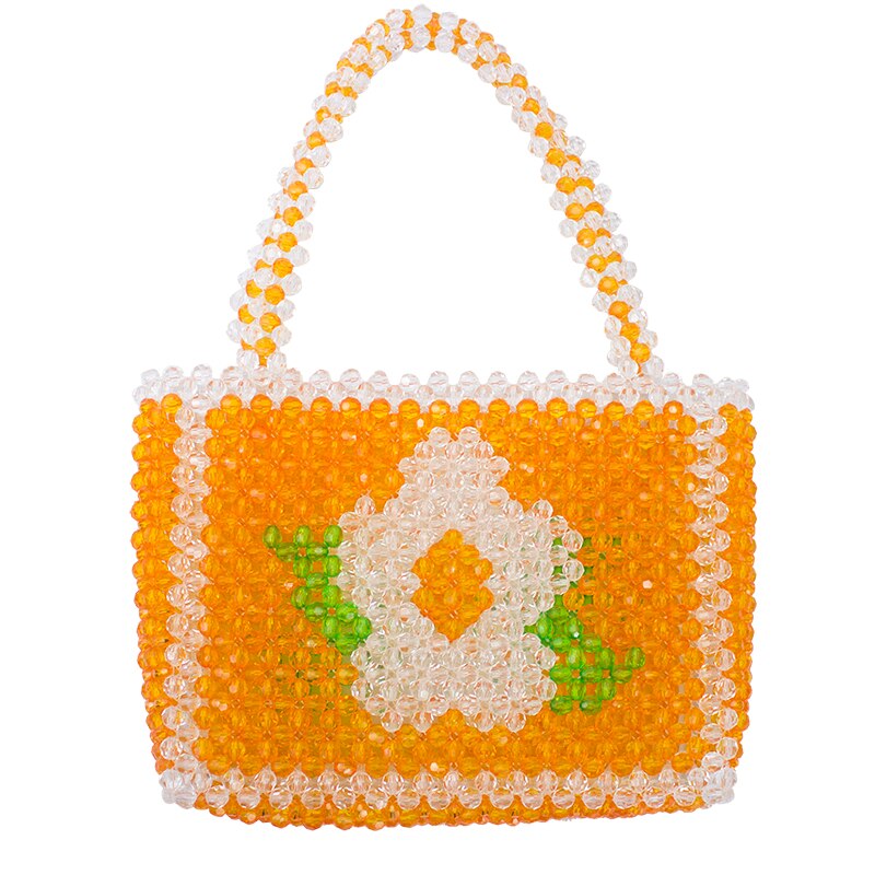 Handmade Crystal Bead Retro Peony Flower Pearl Bag Woven Female Fashion Banquet Party Top-handle Bag New Evening Bag Clutch Bag