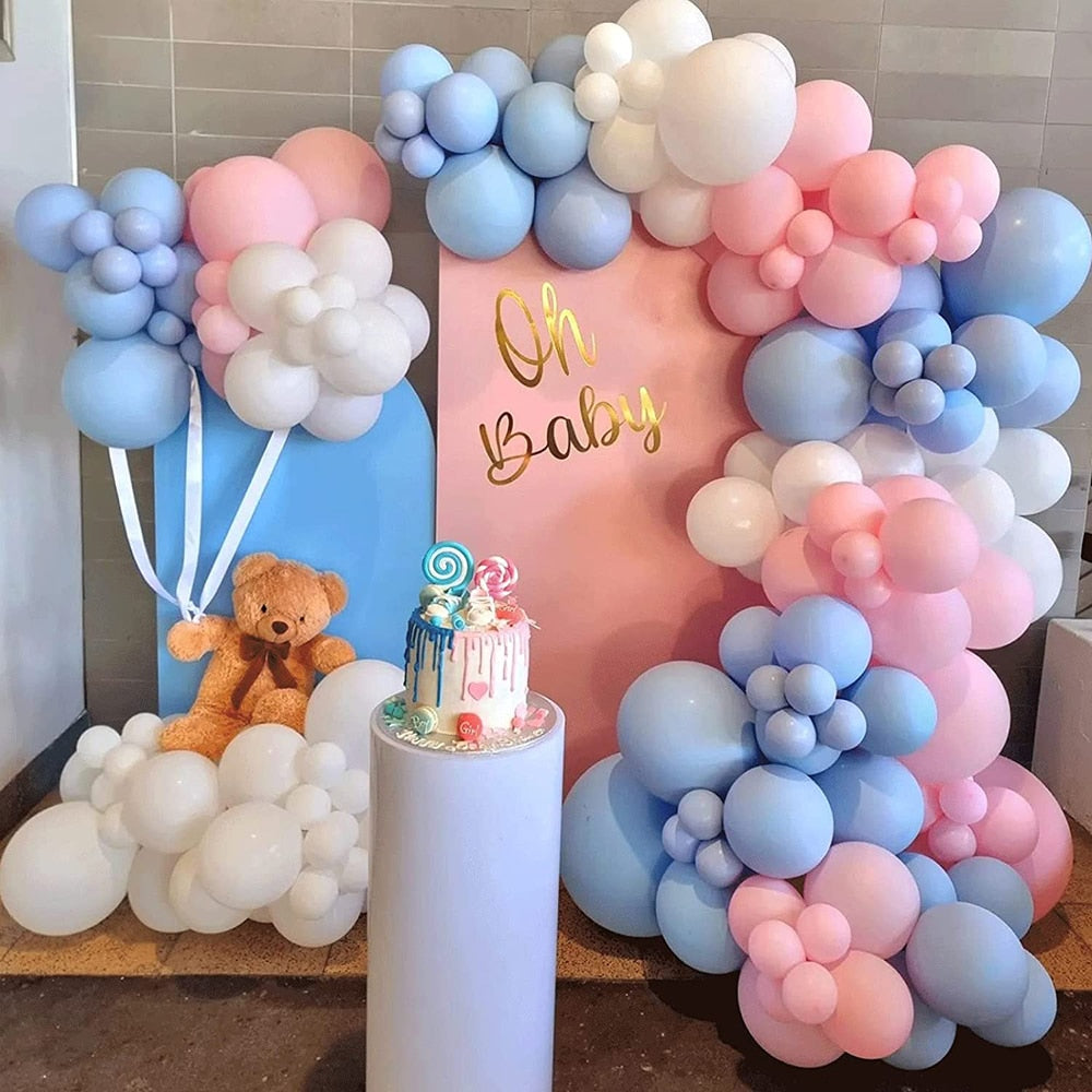 Pastel Pink Blue Balloons Arch Garland Kit Boys Girls Gender Reveal Baby Shower Ballon Decorations Birthday Party Decor Globos