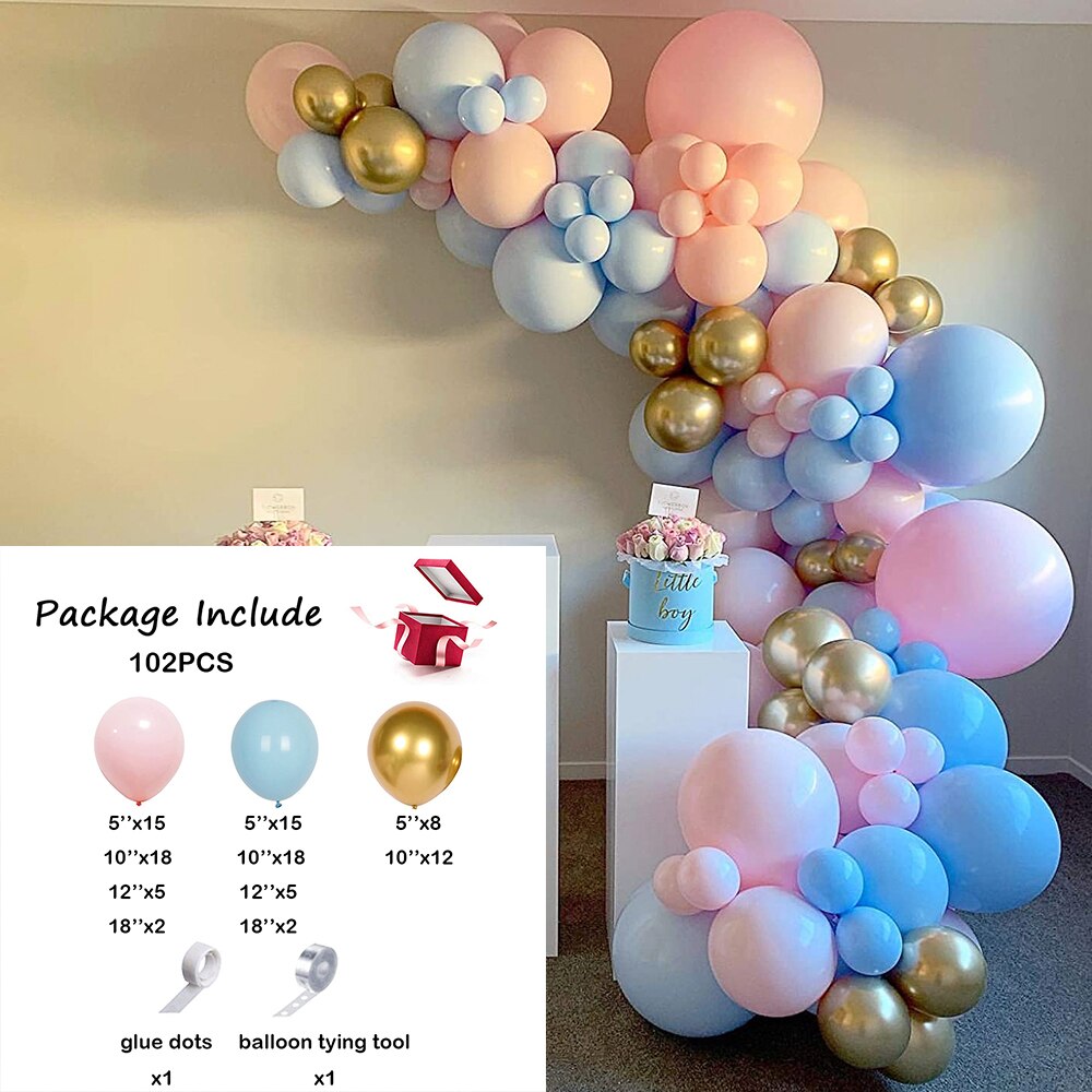 Pastel Pink Blue Balloons Arch Garland Kit Boys Girls Gender Reveal Baby Shower Ballon Decorations Birthday Party Decor Globos