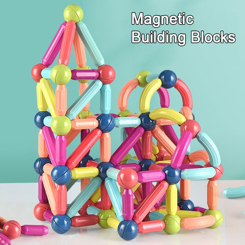 Magnetic Stick Building Blocks Set Kids DIY Magnet Sticks Balls Construction Game Montessori Educational Toys For Children Gift