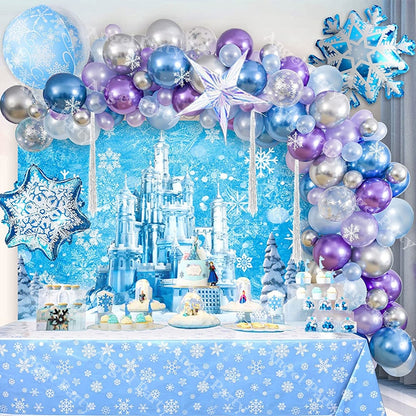 Flash Snowflake Elsa Frozen Arche Ballon Anniversaire Happy Birthday Snow Queen Balloons Party Decoration Kit Baby Shower Globos