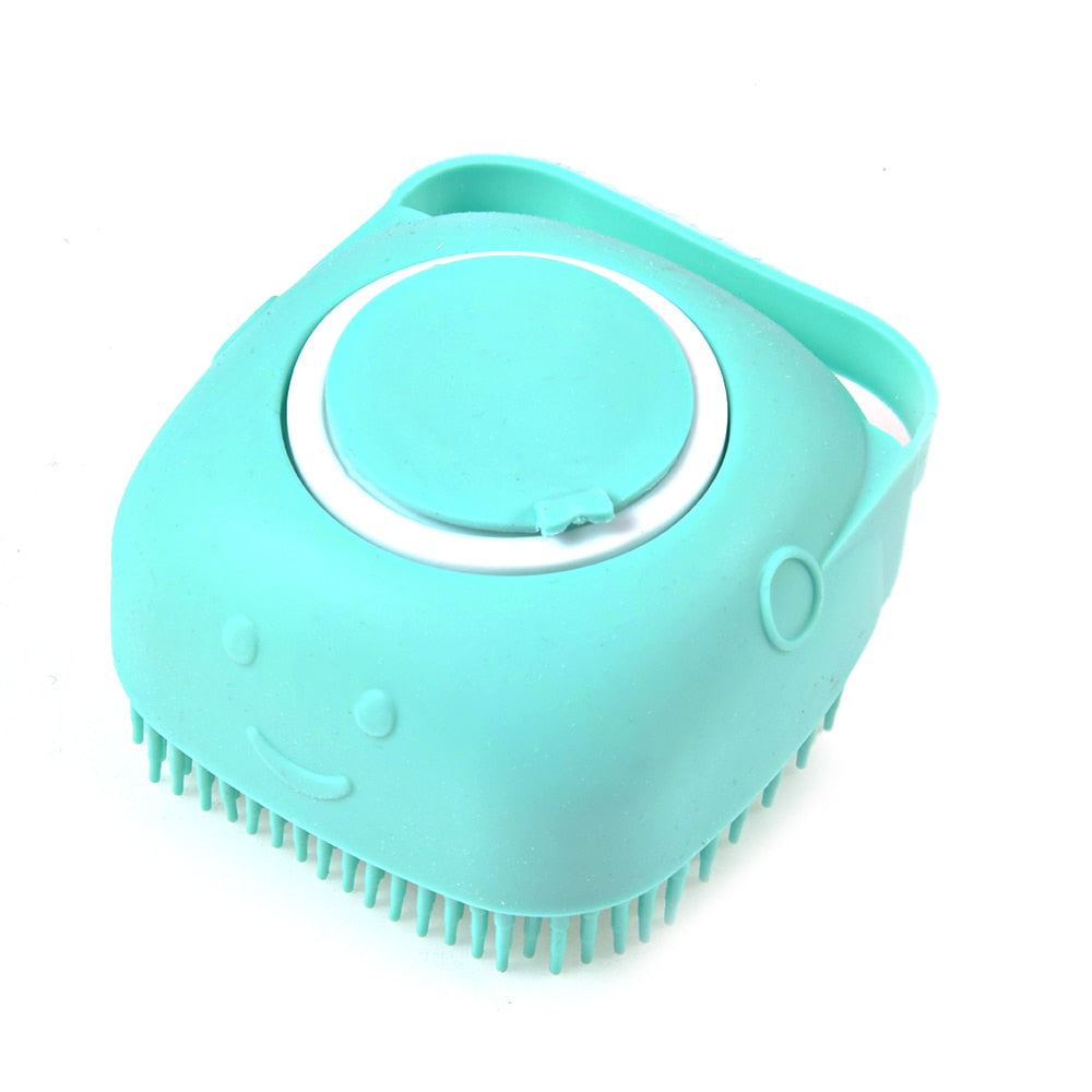 Bathroom Dog Bath Brush Massage Gloves Soft Safety Silicone Comb with Shampoo Box Pet  Dog Brush