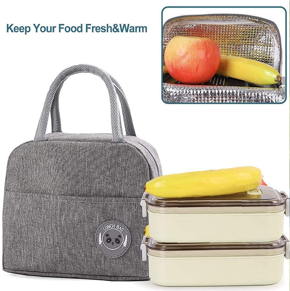 Thermal Lunch Dinner Bags Canvas Gold Letter Handbag Picnic Travel Breakfast Box School Child Convenient Lunch Bag Tote Food Bag