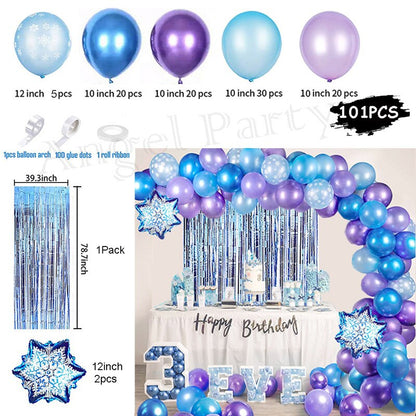 Flash Snowflake Elsa Frozen Arche Ballon Anniversaire Happy Birthday Snow Queen Balloons Party Decoration Kit Baby Shower Globos