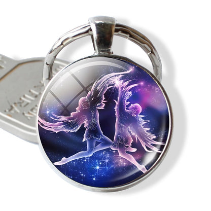 12 Constellations Keychain Constellation Key Rings Zodiac Sign Key Chain Pendant Jewelry Libra Aries Leo Fashion Birthday Gift