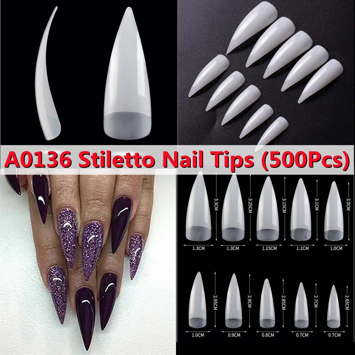 Makartt 500pcs Coffin Nails Long Ballerina False Nails Tips Clear Full Cover Ballet Acrylic Natural Fake Nails Press On Nail