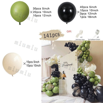 Metal Green Gold Balloon Garland Arch Kit Kids Birthday Wedding Party Matte Black White Latex Balloons Baby Shower Decorations