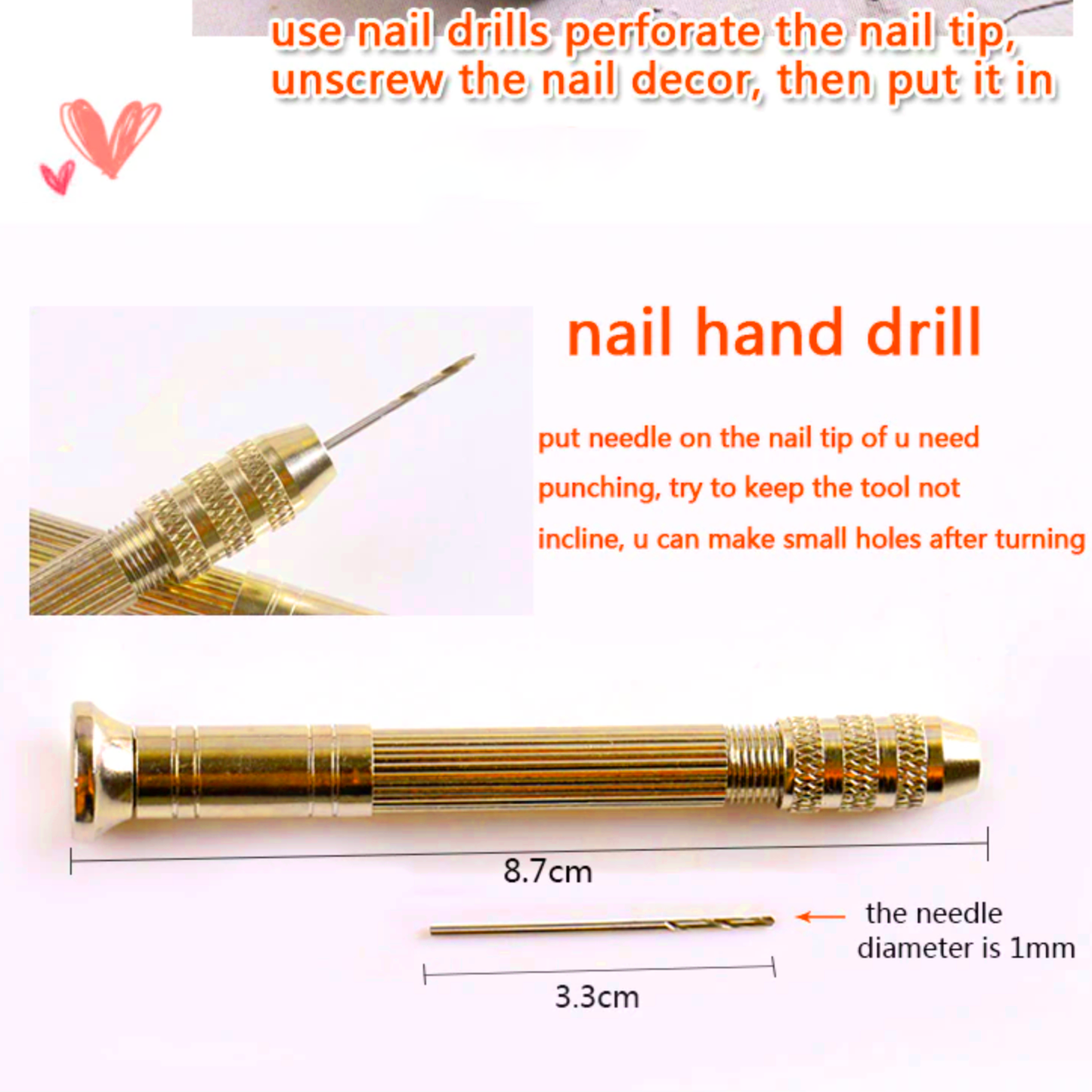 Nail Piercing Charm - Gold Metal Ball (Bag of 30pcs)