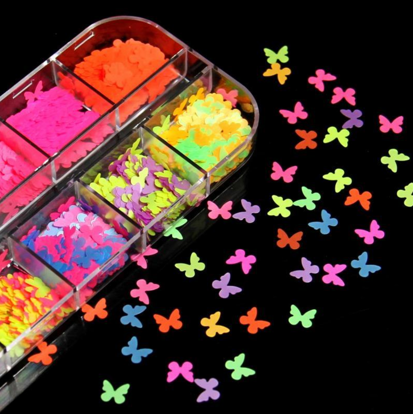 Glitter - Neon (Glow in the dark) Butterfly Style 02 (Set of 12 Grids)