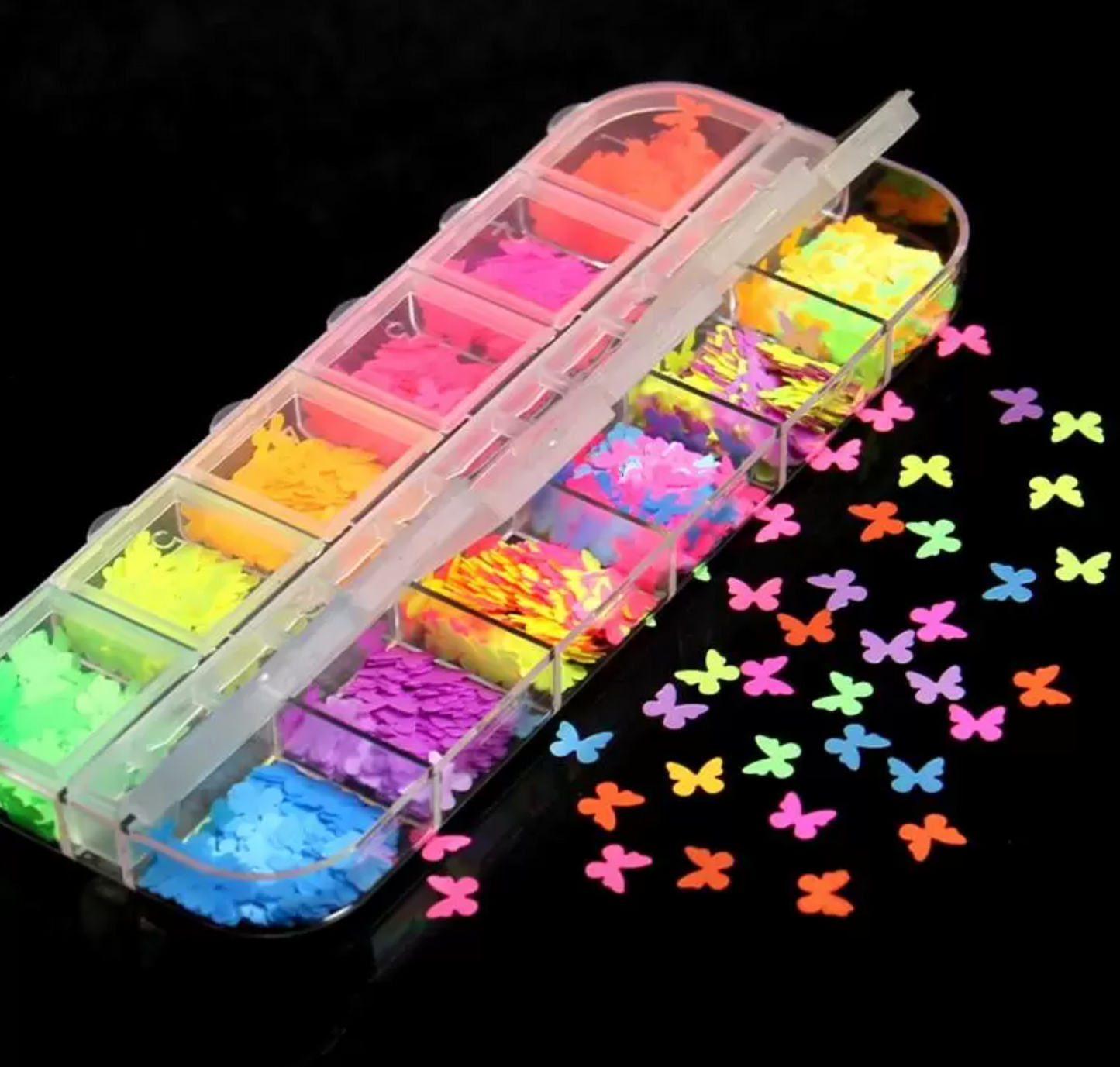 Glitter - Neon (Glow in the dark) Butterfly Style 02 (Set of 12 Grids)