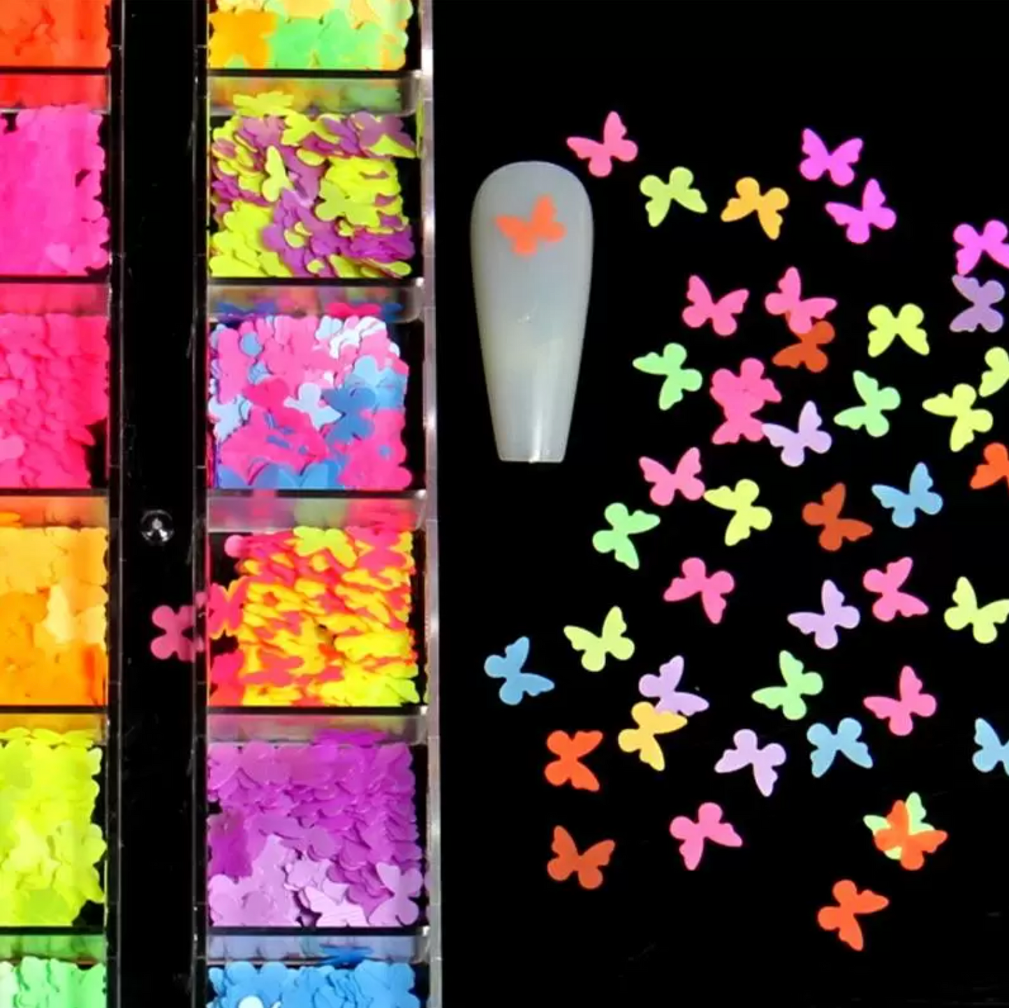 Glitter - Neon (Glow in the dark) Butterfly Style 02 (Set of 12 Grids)