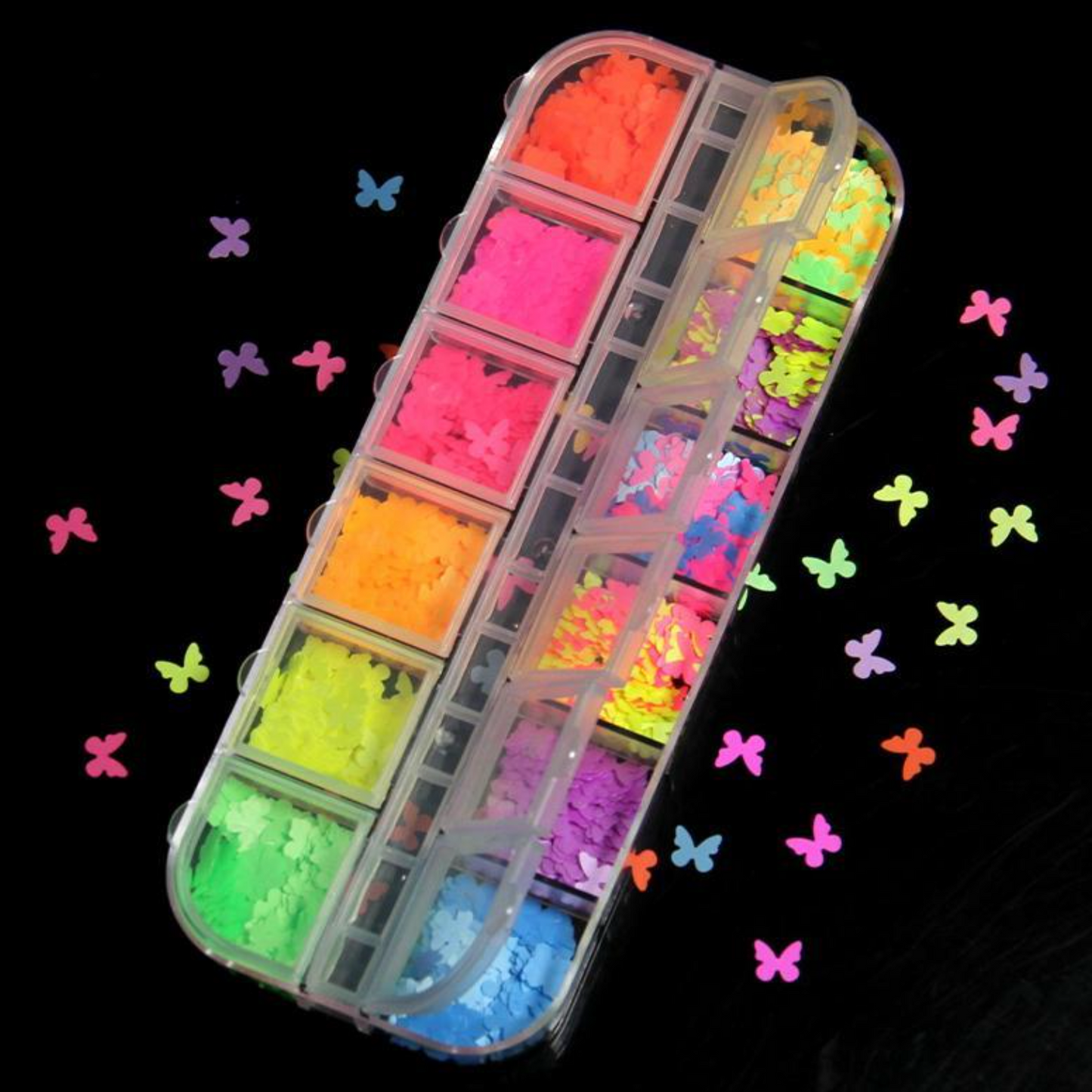 Glitter - Neon (Glow in the dark) Butterfly Style 02 (Set of 12 Grids)