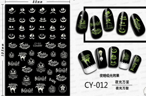 JNBS Nail Sticker Halloween Glow In The Dark